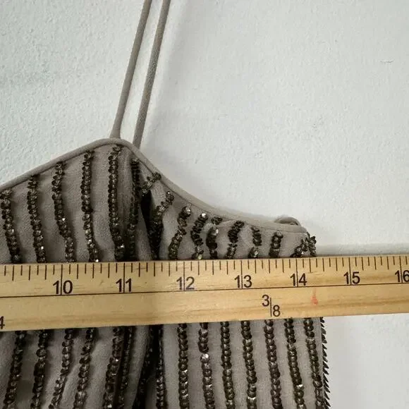 French Connection Samara Dress Women‎ 6 Tan Sequin Bubble Hem Cocktail Elegant - Picture 10 of 11